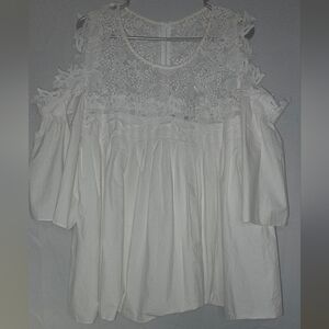 Chic White Lace Cold Shoulder Blouse